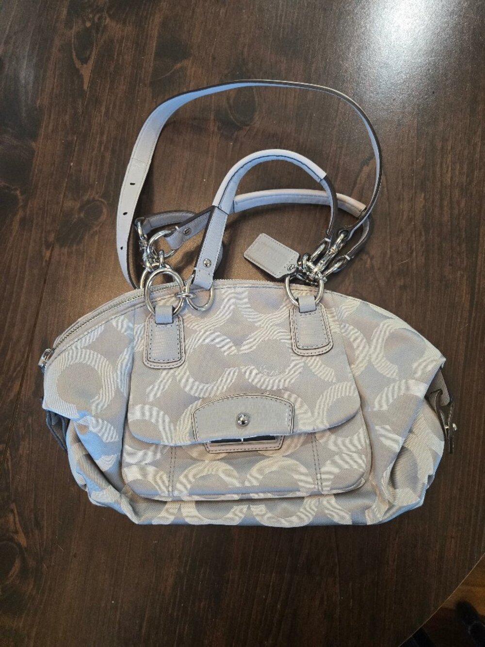 Coach Silver Metallic Jacquard Op Art Design Shoulder bag See condition photos